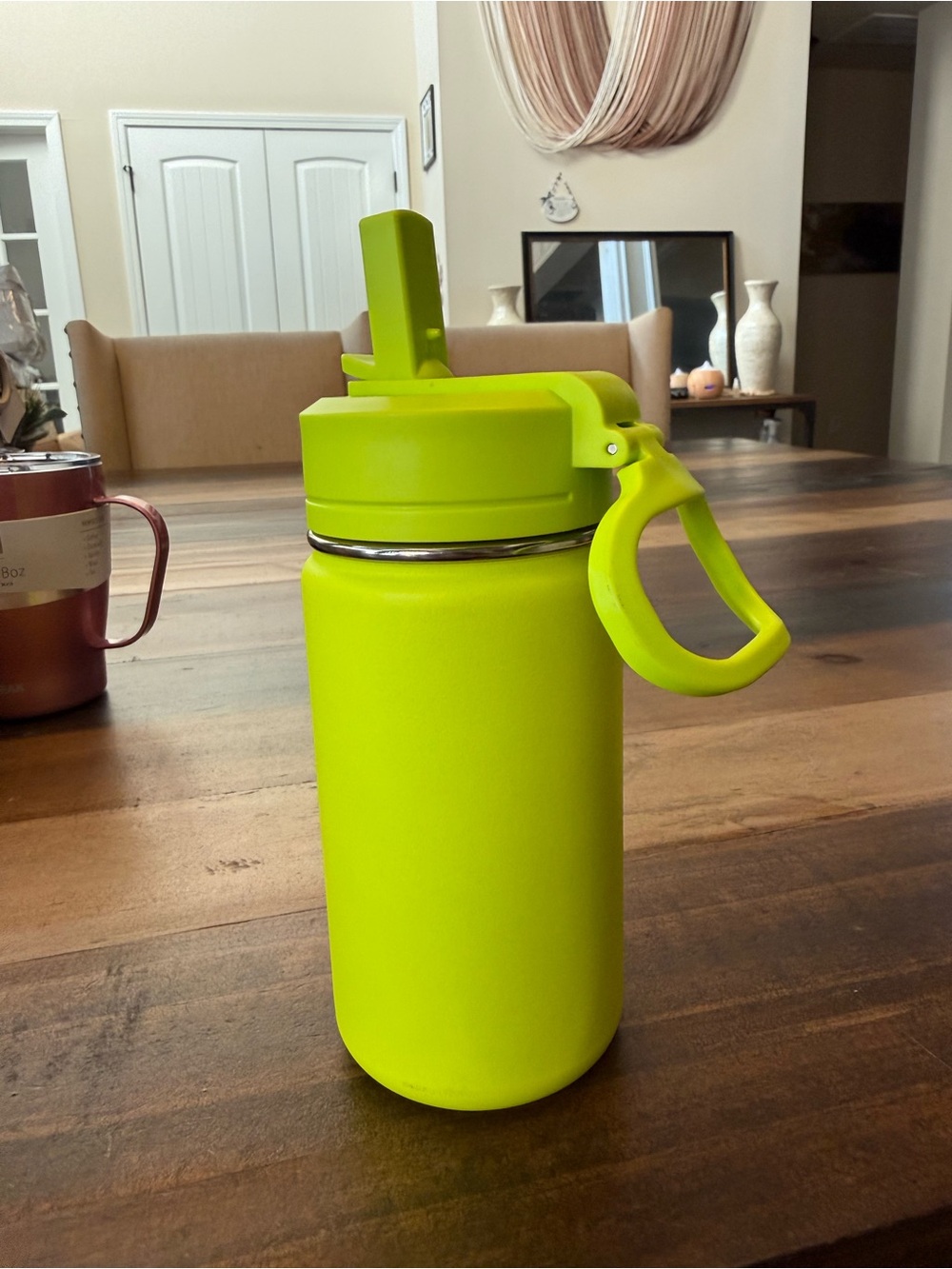 Hydrapeak Green Insulated Water Bottle with Flip Straw